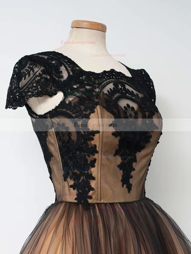 Ball Gown Square Neckline Tulle Knee-length Appliques Lace Short Prom Dresses #Favs020102564