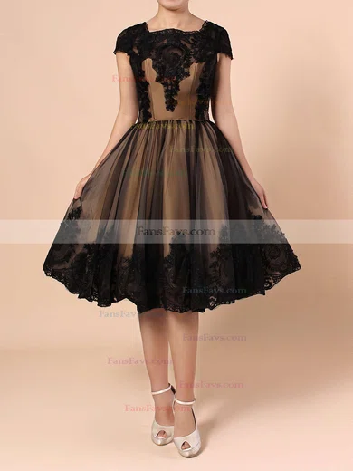 Ball Gown Square Neckline Tulle Knee-length Appliques Lace Short Prom Dresses #Favs020102564