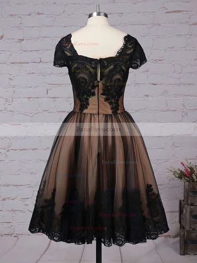 Ball Gown Square Neckline Tulle Knee-length Appliques Lace Short Prom Dresses #Favs020102564