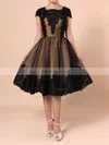 Ball Gown Square Neckline Tulle Knee-length Appliques Lace Short Prom Dresses #Favs020102564