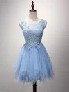 Cute A-line Scoop Neck Tulle Short/Mini Pearl Detailing Short Prom Dresses #Favs020102909