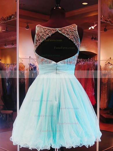Stunning A-line Scoop Neck Tulle Short/Mini Beading Open Back Short Prom Dresses #Favs020102911