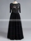 A-line Scoop Neck Tulle Floor-length Beading Prom Dresses #Favs02016844