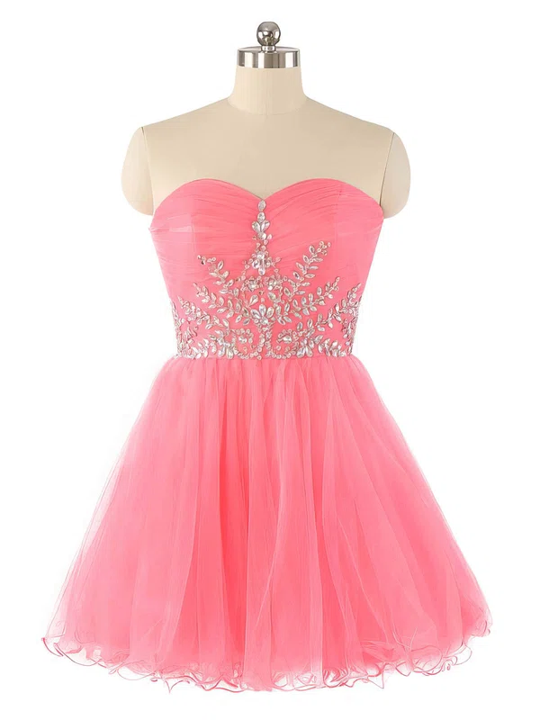 A-line Sweetheart Tulle Short/Mini Beading Wholesale Short Prom Dresses #Favs020102932
