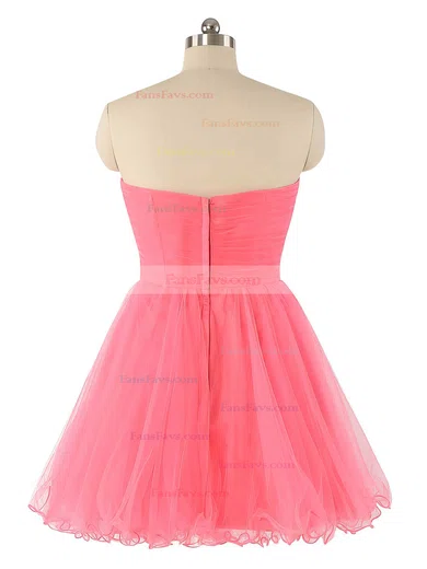 A-line Sweetheart Tulle Short/Mini Beading Wholesale Short Prom Dresses #Favs020102932