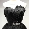 A-line Sweetheart Tulle Short/Mini Sashes / Ribbons Black Girls Short Prom Dresses #Favs020103728