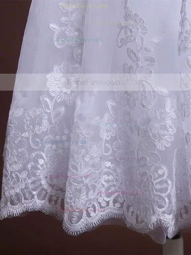 A-line Scoop Neck Tulle Short/Mini Appliques Lace Short Prom Dresses #Favs020104126