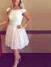 A-line Scoop Neck Tulle Short/Mini with Pearl Detailing Short Prom Dresses #Favs020104127