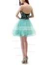 A-line Sweetheart Tulle Short/Mini with Appliques Lace Short Prom Dresses #Favs020104128