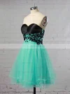 A-line Sweetheart Tulle Short/Mini with Appliques Lace Short Prom Dresses #Favs020104128