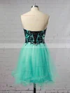 A-line Sweetheart Tulle Short/Mini with Appliques Lace Short Prom Dresses #Favs020104128