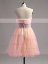 Ball Gown Strapless Short/Mini Tulle Prom Dresses with Beading Ruffle #Favs02014572