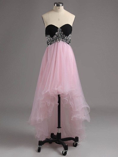 A-line Sweetheart Tulle Asymmetrical Crystal Detailing Homecoming Dresses #Favs02015302