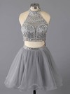 A-line High Neck Short/Mini Tulle Prom Dresses with Ruffle #Favs02016369