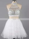 A-line High Neck Short/Mini Tulle Prom Dresses with Ruffle #Favs02016369