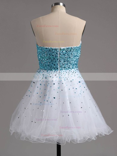 A-line Sweetheart Tulle Short/Mini Beading Short Prom Dresses #Favs02016389