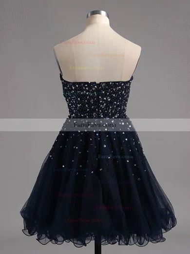 A-line Sweetheart Tulle Short/Mini Beading Short Prom Dresses #Favs02016389