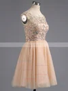 A-line Scoop Neck Tulle Short/Mini Beading Short Prom Dresses #Favs02018794