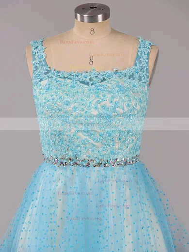 Ball Gown Square Neckline Tulle Short/Mini Beading Short Prom Dresses #Favs02019155