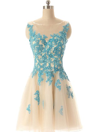 New Style Tulle with Appliques Lace Scoop Neck Short/Mini Short Prom Dresses #Favs02019690 New Style Tulle with Appliques Lace Scoop Neck Short/Mini Short Prom Dresses #Favs02019690