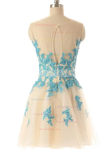New Style Tulle with Appliques Lace Scoop Neck Short/Mini Short Prom Dresses #Favs02019690