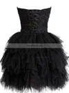 Black Short/Mini Tulle Sweetheart Lace and Tiered Fashionable Short Prom Dresses #Favs02019798