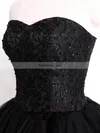 Black Short/Mini Tulle Sweetheart Lace and Tiered Fashionable Short Prom Dresses #Favs02019798