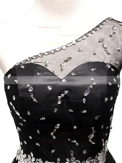 New Tulle Beading Short/Mini Little Black One Shoulder Short Prom Dresses #Favs02019809