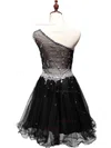 New Tulle Beading Short/Mini Little Black One Shoulder Short Prom Dresses #Favs02019809