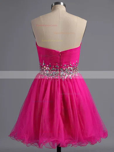 A-line Sweetheart Tulle Short/Mini Beading Short Prom Dresses #Favs02041945