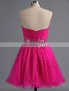 A-line Sweetheart Tulle Short/Mini Beading Short Prom Dresses #Favs02041945
