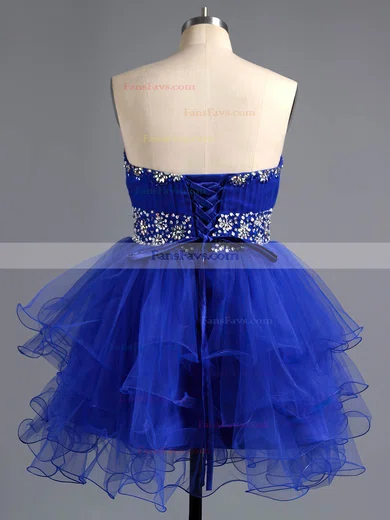 A-line Sweetheart Tulle Short/Mini Beading Short Prom Dresses #Favs02041947