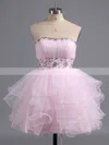 A-line Sweetheart Tulle Short/Mini Beading Short Prom Dresses #Favs02041947