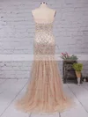 Trumpet/Mermaid Sweetheart Lace Tulle Sweep Train Beading Prom Dresses #Favs02023522