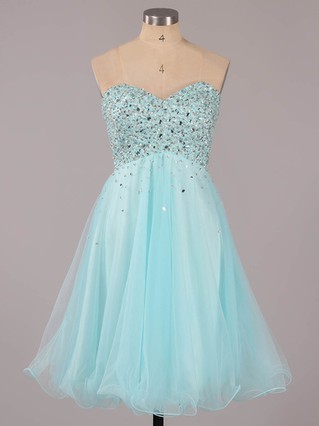 A-line Sweetheart Tulle Short/Mini Ruffles Short Prom Dresses #Favs02051314 A-line Sweetheart Tulle Short/Mini Ruffles Short Prom Dresses #Favs02051314