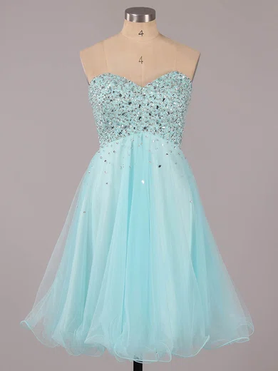 A-line Sweetheart Tulle Short/Mini Ruffles Short Prom Dresses #Favs02051314