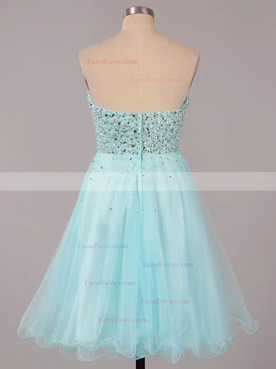 A-line Sweetheart Tulle Short/Mini Ruffles Short Prom Dresses #Favs02051314