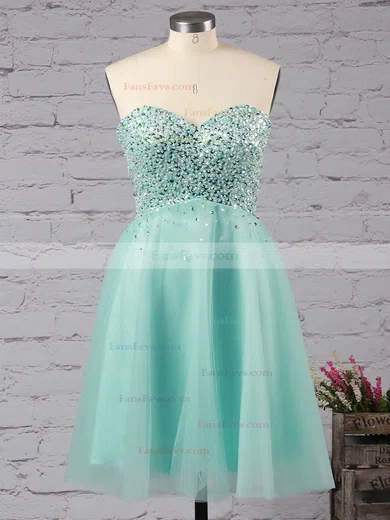 A-line Sweetheart Tulle Short/Mini Ruffles Short Prom Dresses #Favs02051314