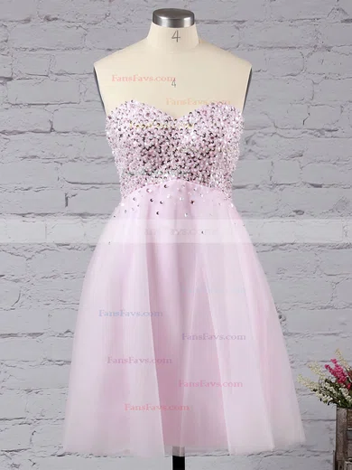 A-line Sweetheart Tulle Short/Mini Ruffles Short Prom Dresses #Favs02051314