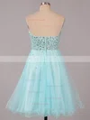 A-line Sweetheart Tulle Short/Mini Ruffles Short Prom Dresses #Favs02051314