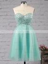 A-line Sweetheart Tulle Short/Mini Ruffles Short Prom Dresses #Favs02051314
