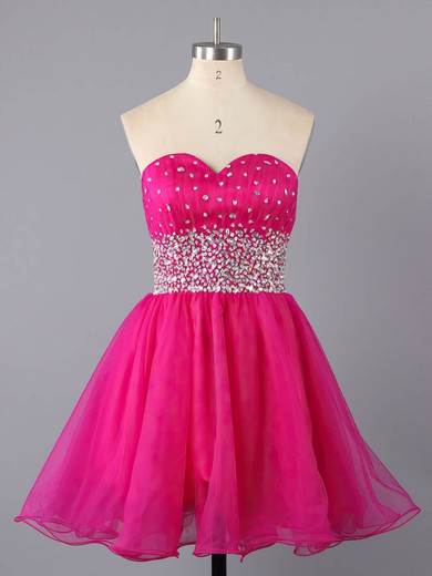 A-line Sweetheart Tulle Short/Mini Crystal Detailing Short Prom Dresses #Favs02111410