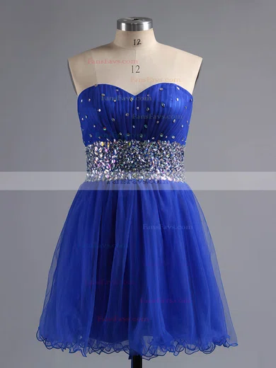 A-line Sweetheart Tulle Short/Mini Crystal Detailing Short Prom Dresses #Favs02111410