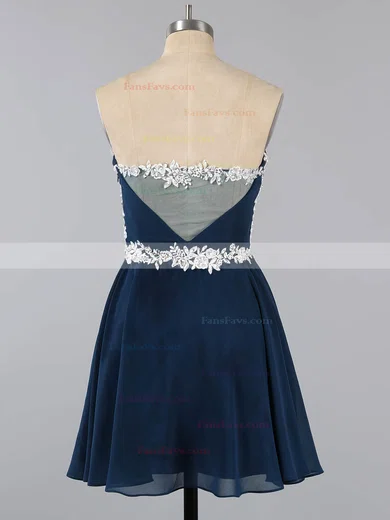 Original A-line Sweetheart Tulle Chiffon Short/Mini Appliques Lace Short Prom Dresses #Favs020100990