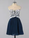 Original A-line Sweetheart Tulle Chiffon Short/Mini Appliques Lace Short Prom Dresses #Favs020100990