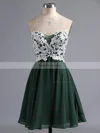 Original A-line Sweetheart Tulle Chiffon Short/Mini Appliques Lace Short Prom Dresses #Favs020100990