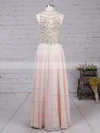 A-line Scoop Neck Chiffon Floor-length Beading Prom Dresses #Favs020100026