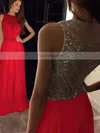 A-line Scoop Neck Chiffon Floor-length Beading Prom Dresses #Favs020100026