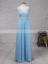 A-line V-neck Chiffon Floor-length Beading Prom Dresses #Favs020105038