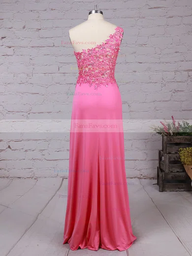 Sheath/Column One Shoulder Jersey Floor-length Beading Prom Dresses #Favs020105041